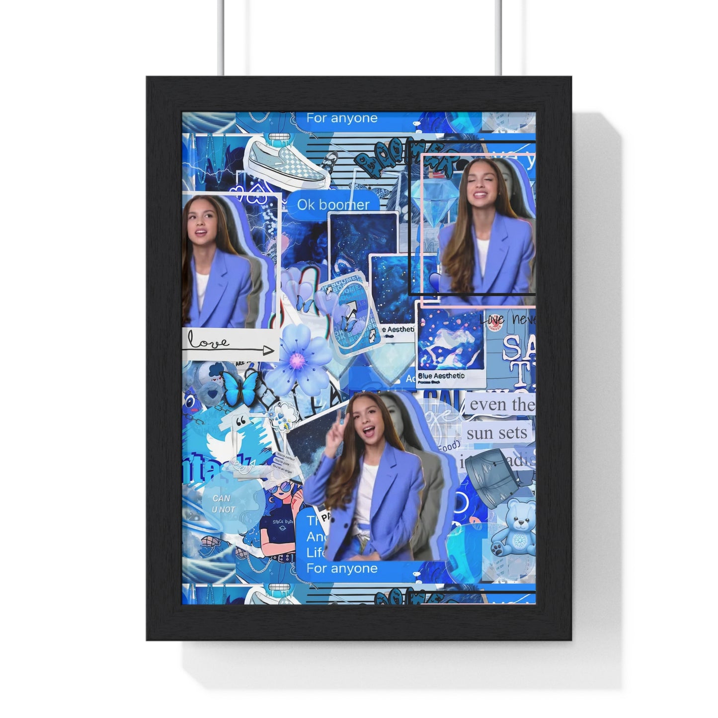 Olivia Rodrigo Blue Aesthetic Collage Framed Print