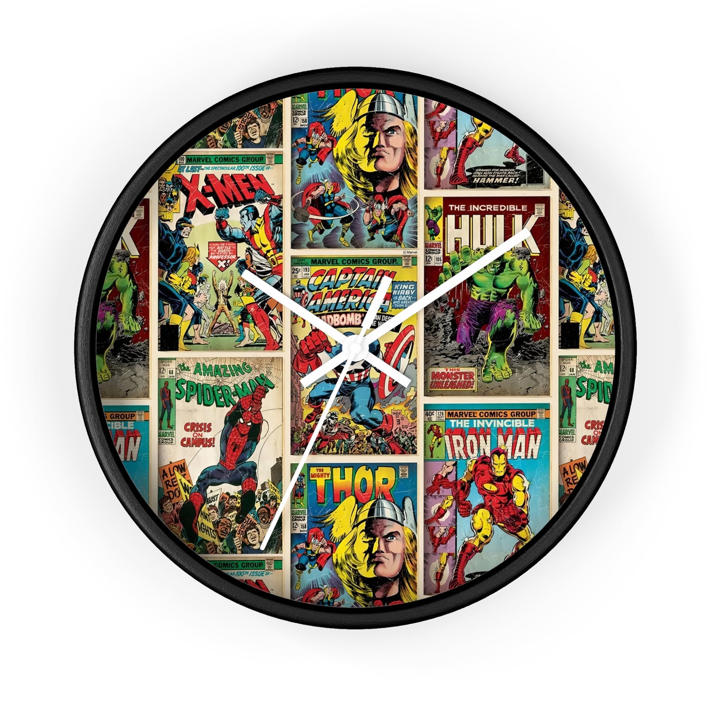 Marvel Comic Book Cover Collage Round Wall Clock