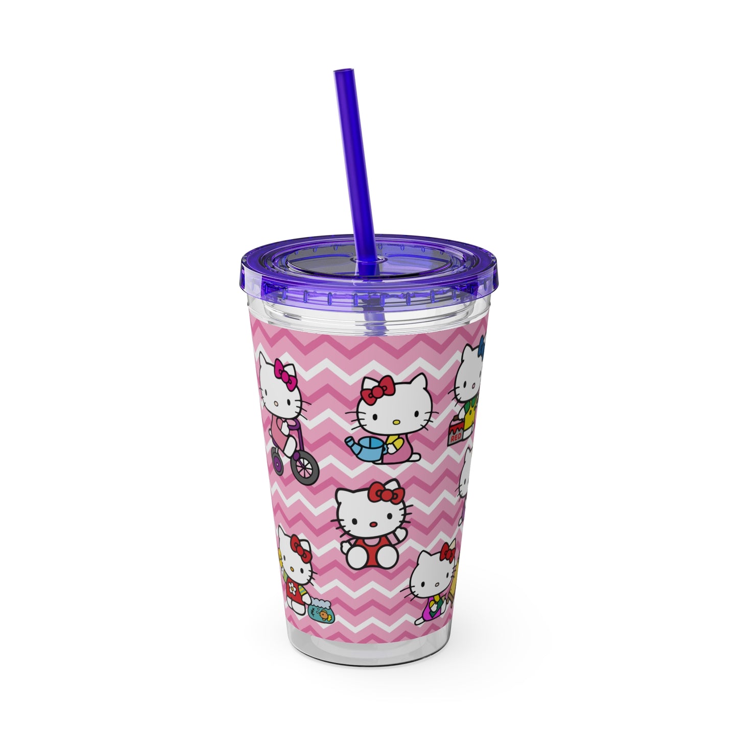 Hello Kitty Playtime Collage Sunsplash Tumbler with Straw