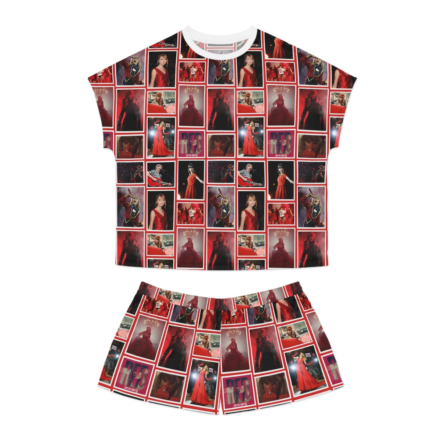 Taylor Swift Red Era Collage Women's Short Pajama Set