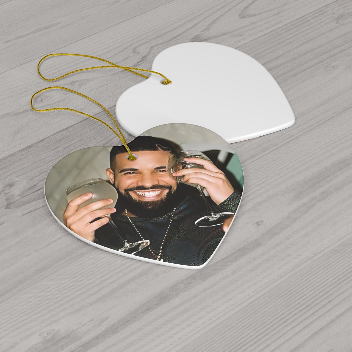 Drake Happy And Drinking Ceramic Ornament