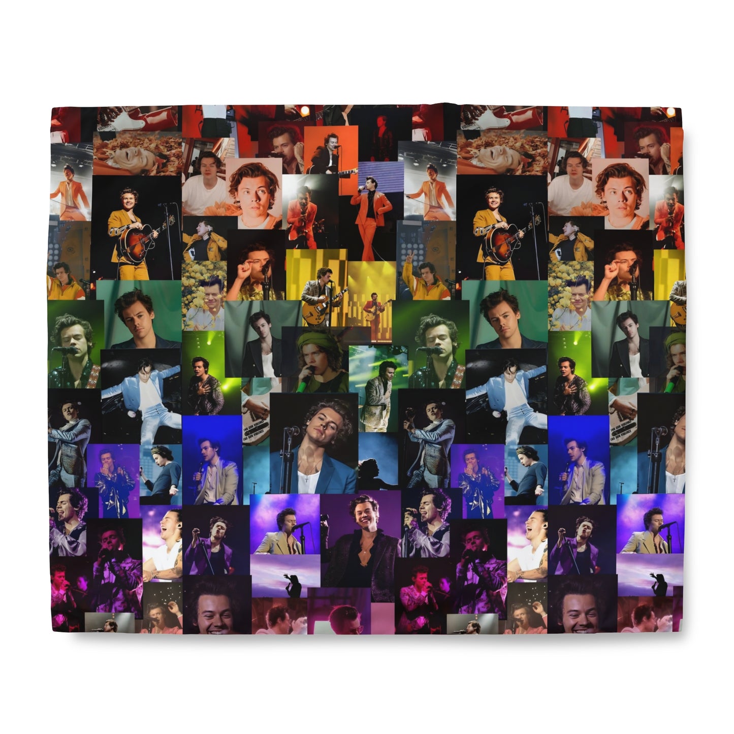 Harry Styles Rainbow Photo Collage Duvet Cover