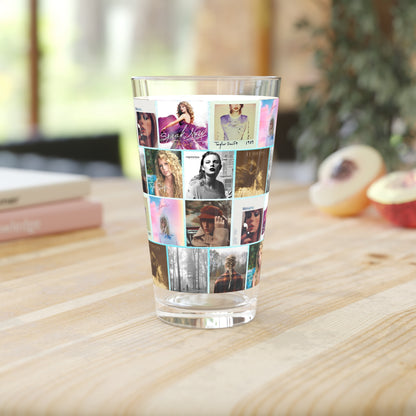 Taylor Swift Album Art Collage Pattern Pint Glass