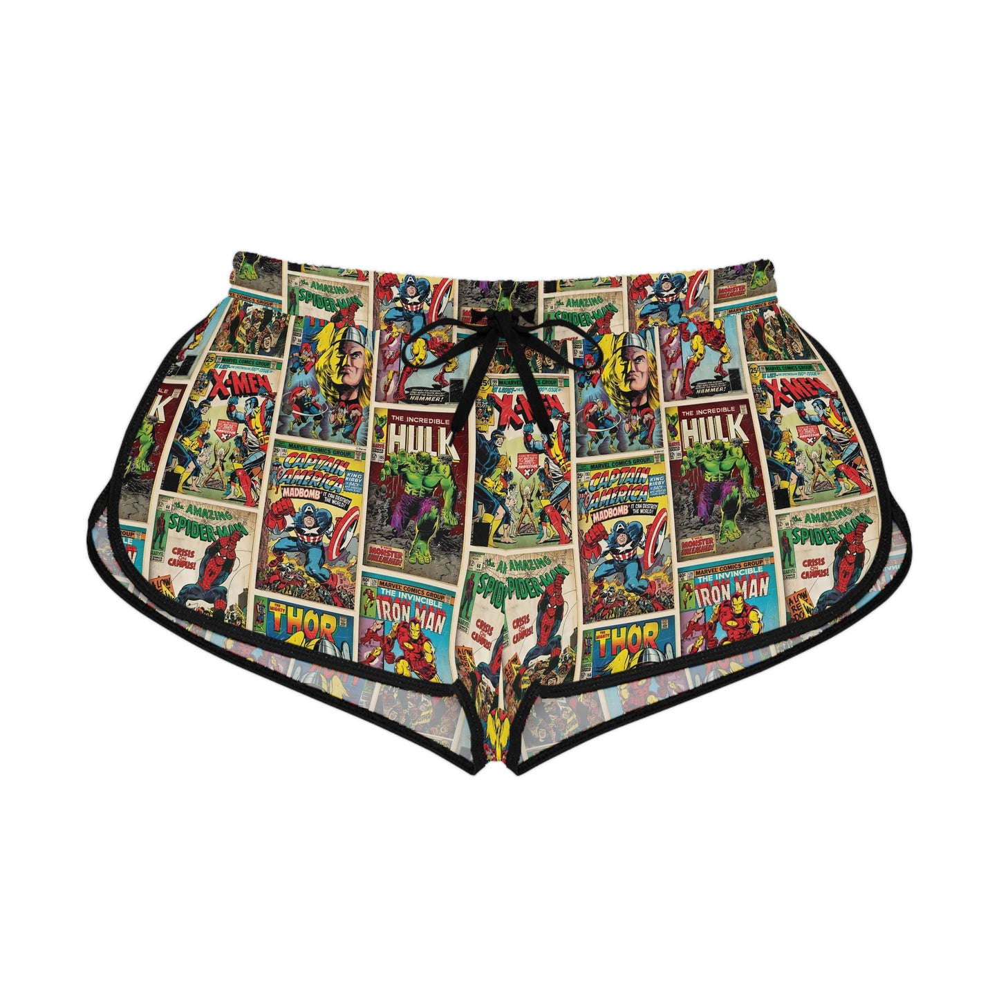 Marvel Comic Book Cover Collage Women's Relaxed Shorts