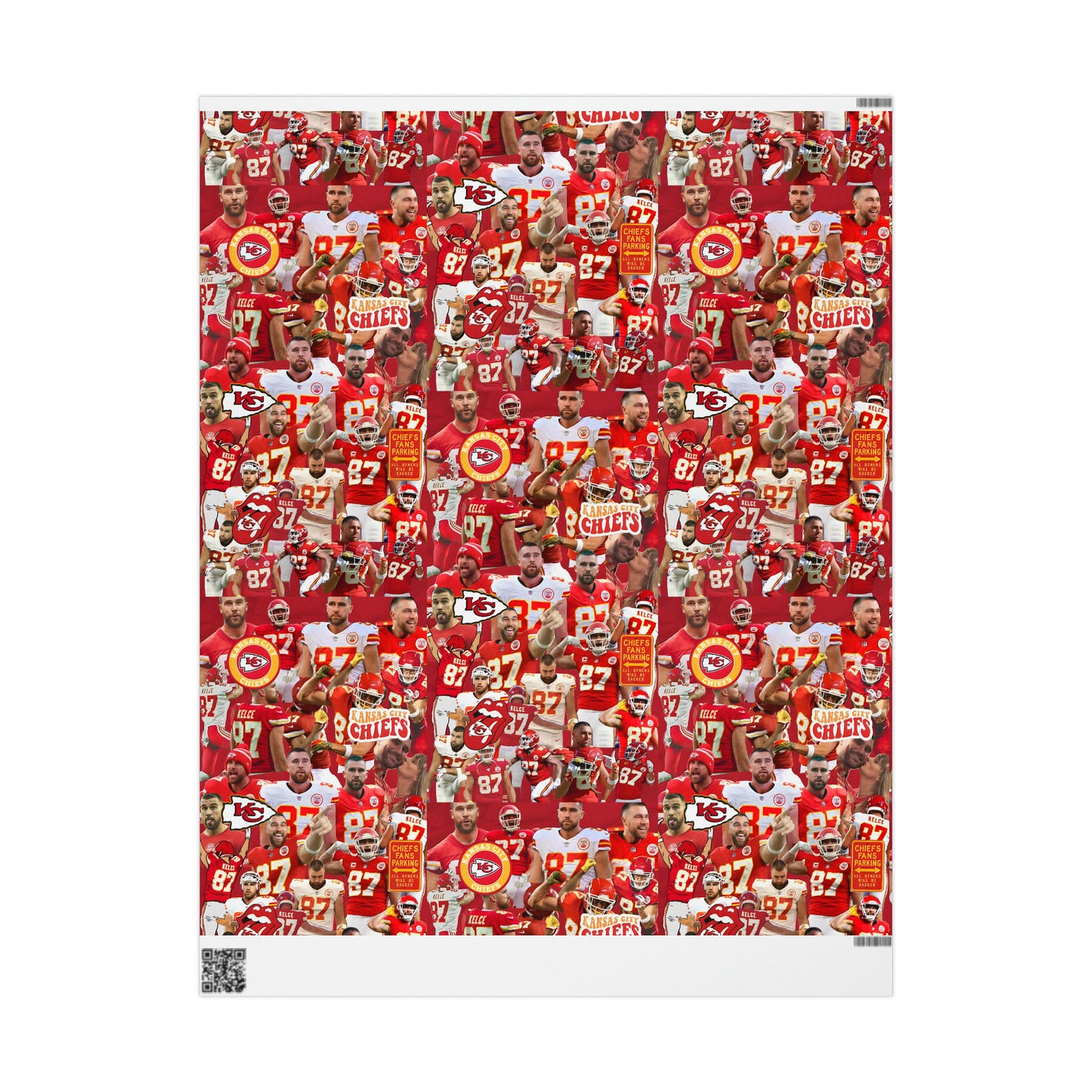 Travis Kelce Chiefs Red Collage Gift Wrapping Paper