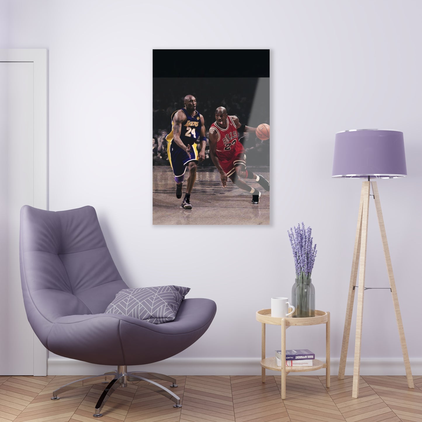 Michael Jordan Driving Against Kobe Bryant Acrylic Prints