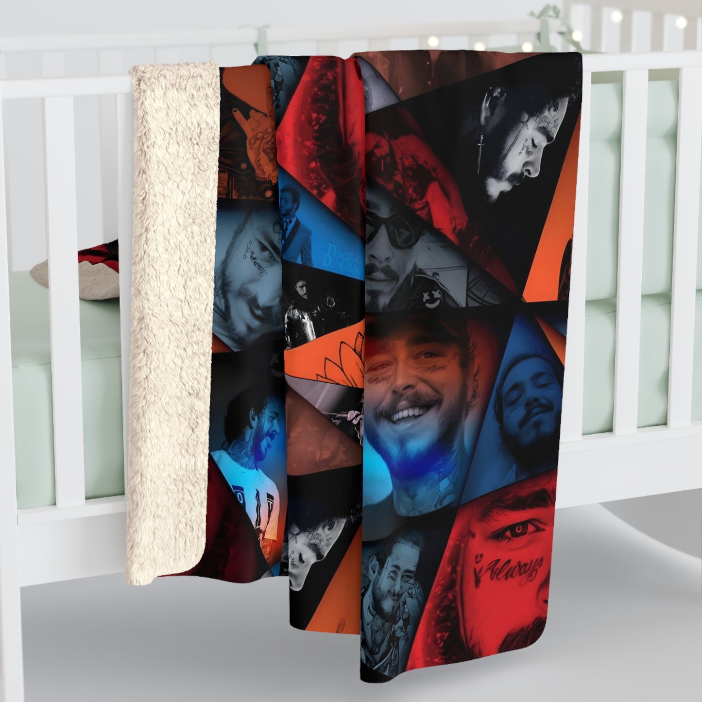 Post Malone Crystal Portaits Collage Sherpa Fleece Blanket