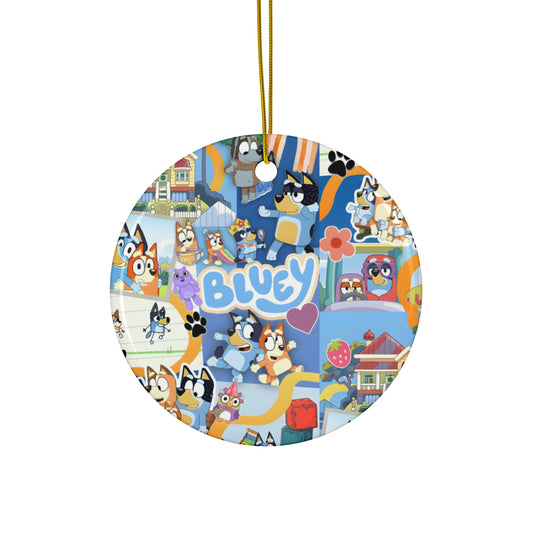 Bluey Playtime Collage Ceramic Ornaments (1pc, 3pcs, 5pcs, 10pcs)