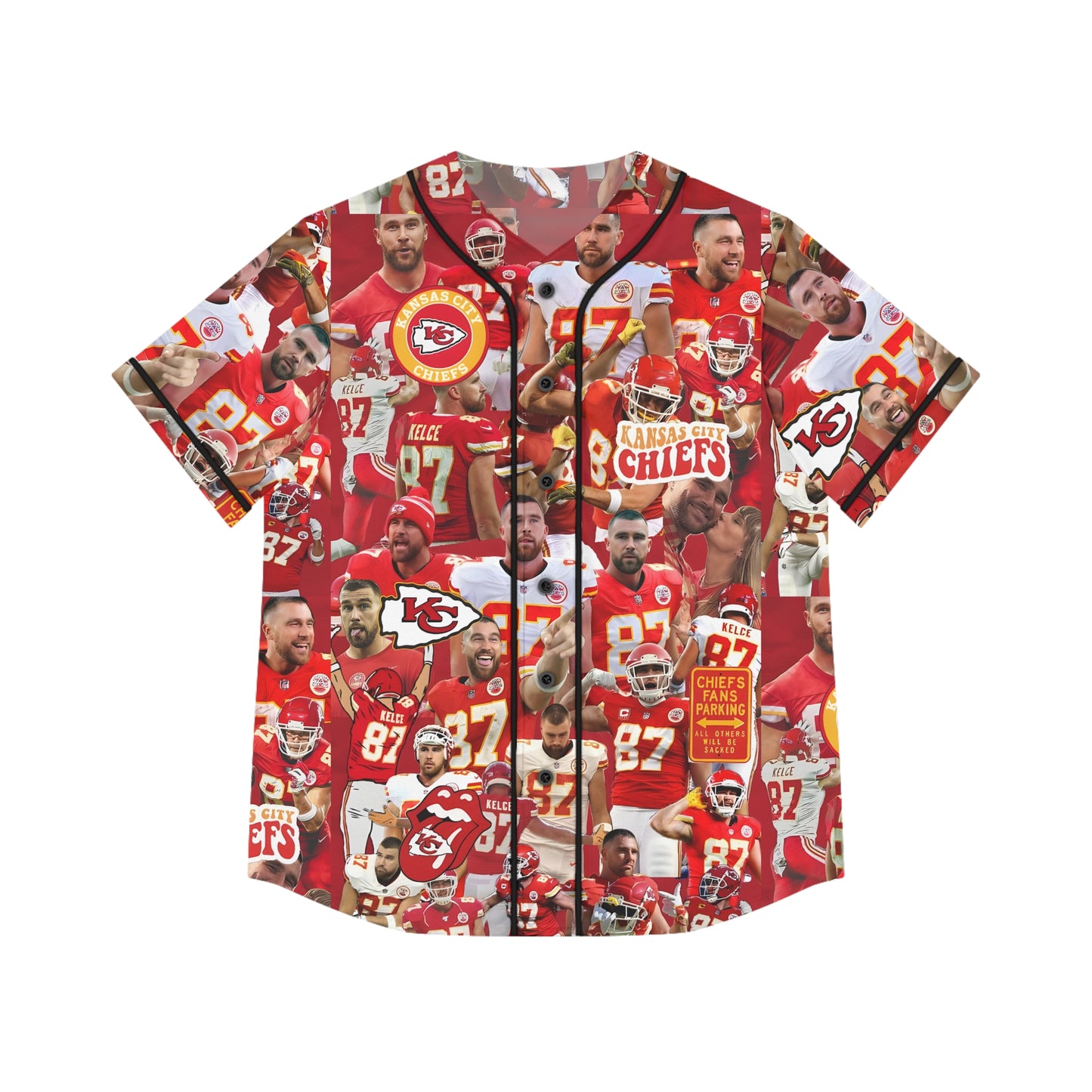 Travis Kelce Chiefs Red Collage Women's Baseball Jersey