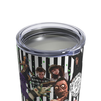 Beetlejuice Strage And Unusual Collage Tumbler 10oz