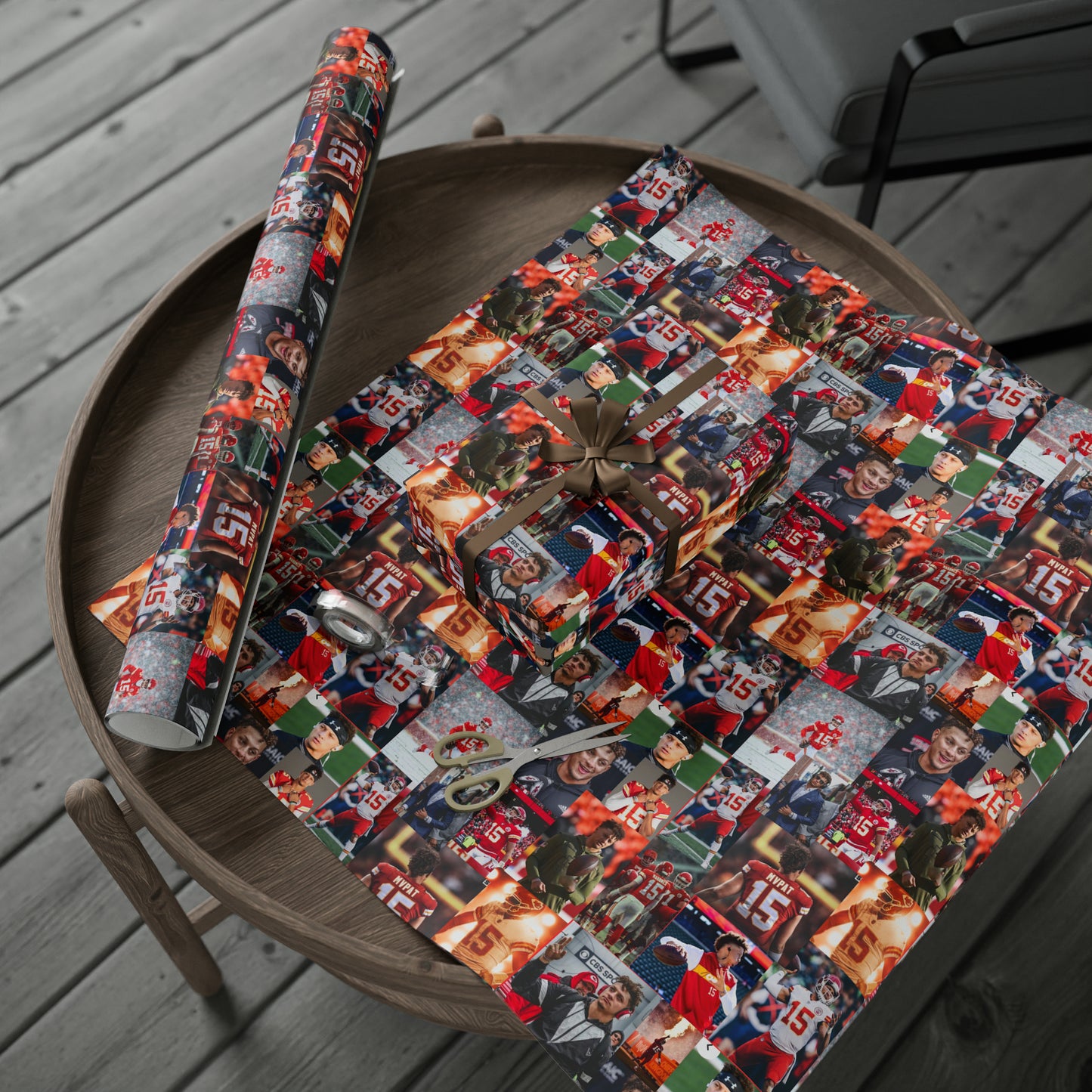 Patrick Mahomes Chiefs MVPAT Photo Collage Gift Wrapping Paper