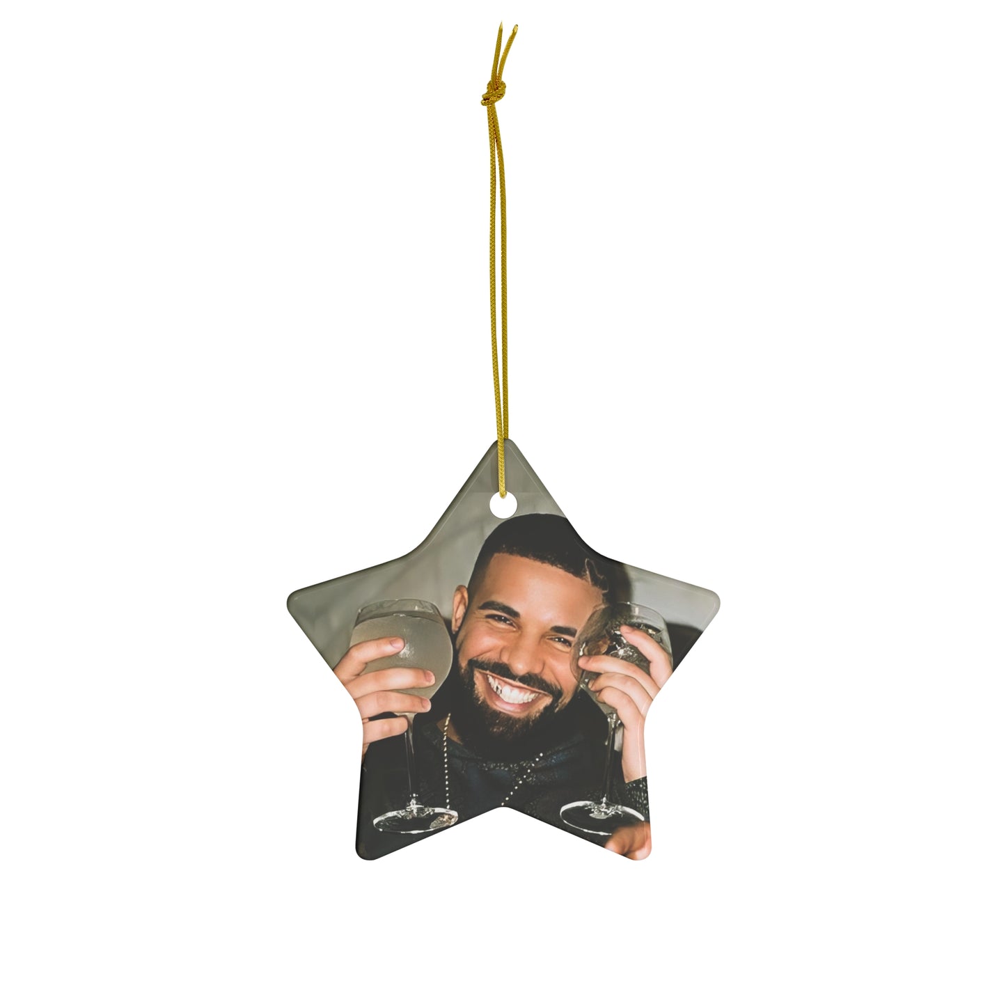 Drake Happy And Drinking Ceramic Ornament