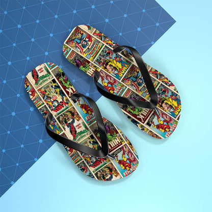 Marvel Comic Book Cover Collage Flip Flops