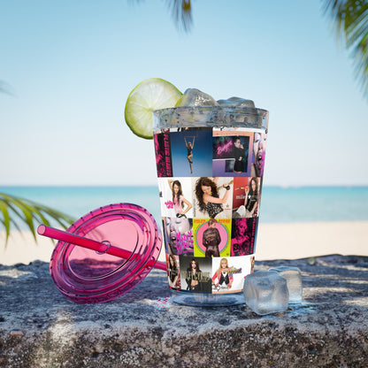 Miley Cyrus Album Cover Collage Sunsplash Tumbler with Straw