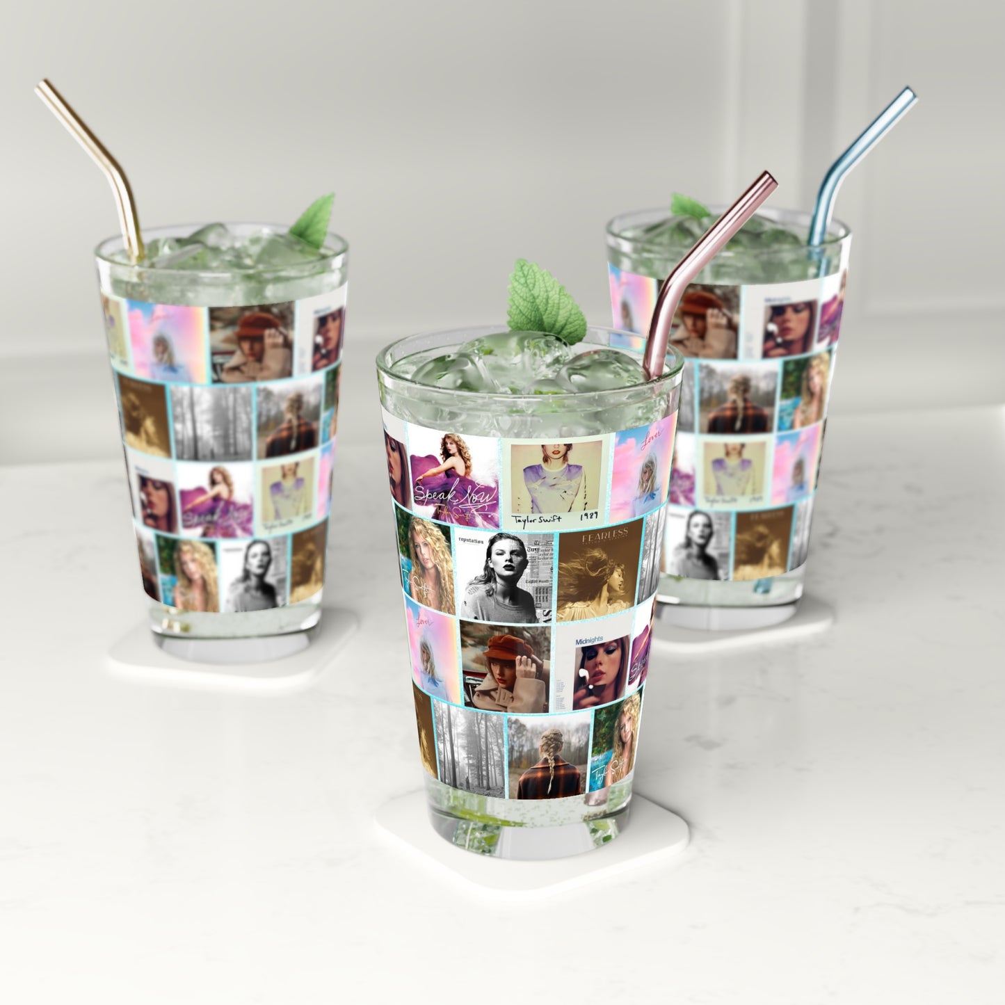 Taylor Swift Album Art Collage Pattern Pint Glass