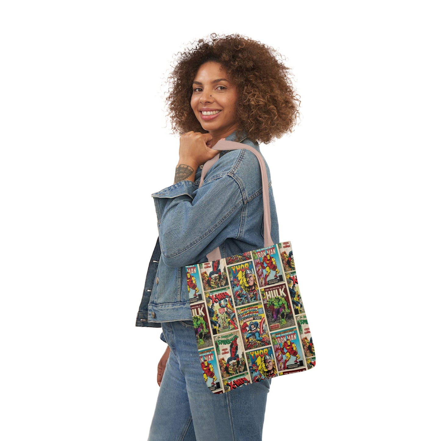 Marvel Comic Book Cover Collage Polyester Canvas Tote Bag