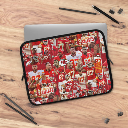 Travis Kelce Chiefs Red Collage Laptop Sleeve