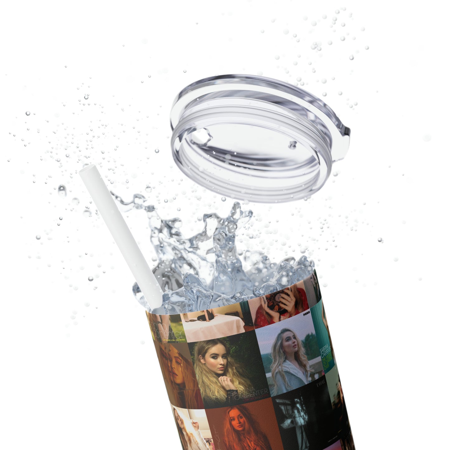 Sabrina Carpenter Album Cover Collage Skinny Tumbler with Straw