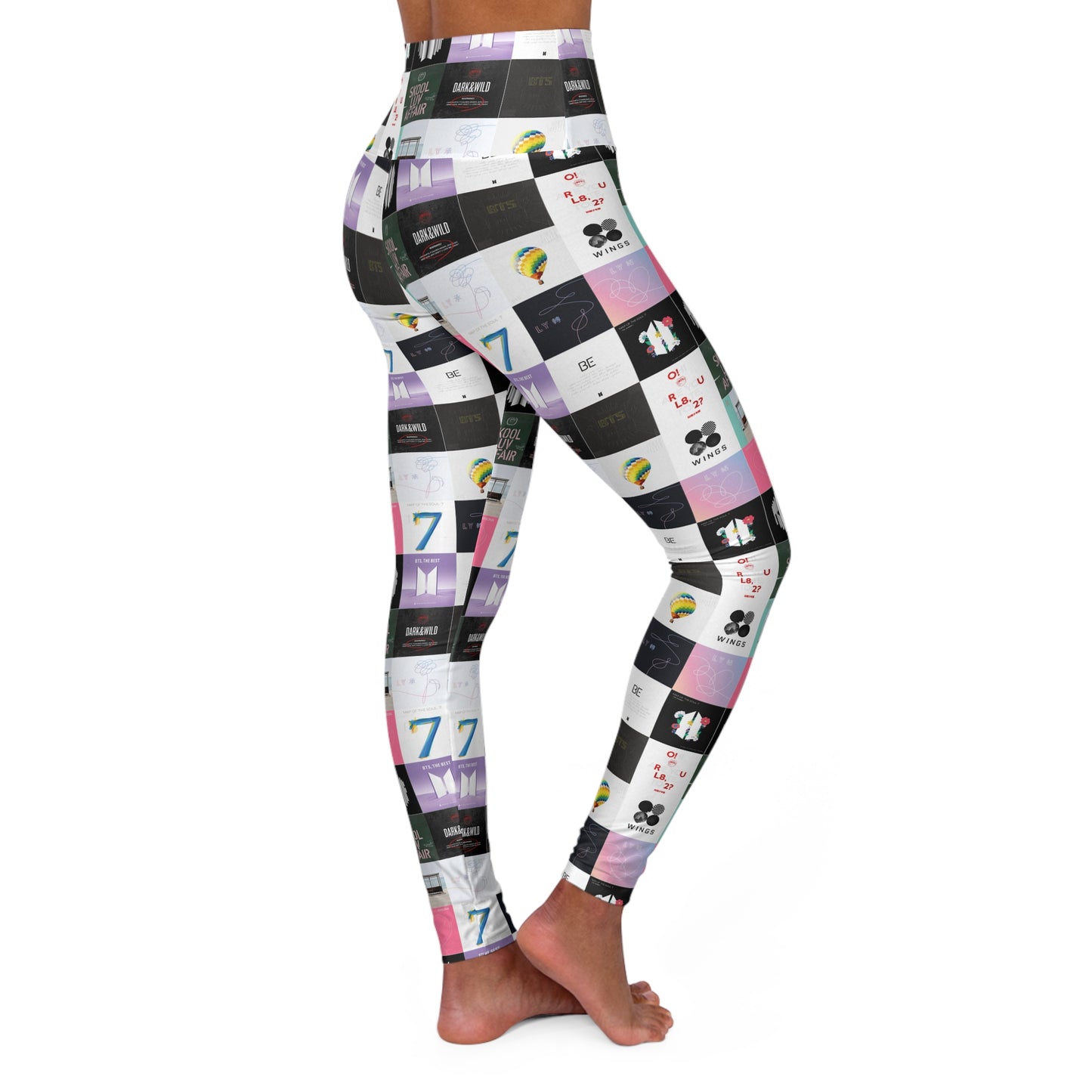 BTS Album Cover Art Collage High Waisted Yoga Leggings