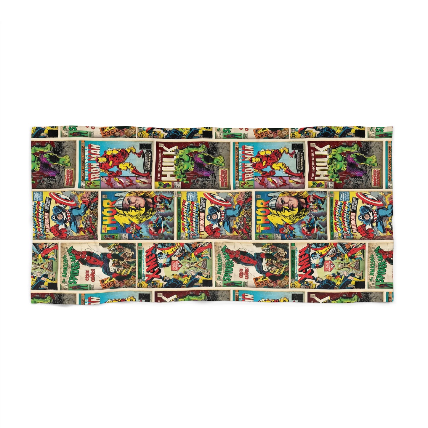 Marvel Comic Book Cover Collage Beach Towel