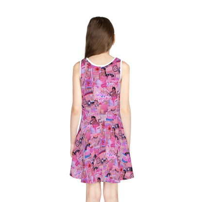 Ariana Grande Purple Vibes Collage Girls' Sleeveless Sundress