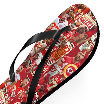 Travis Kelce Chiefs Red Collage Flip Flops