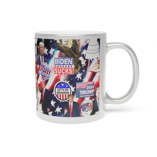 Donald Trump 2024 MAGA Montage Metallic Mug (Silver\Gold)