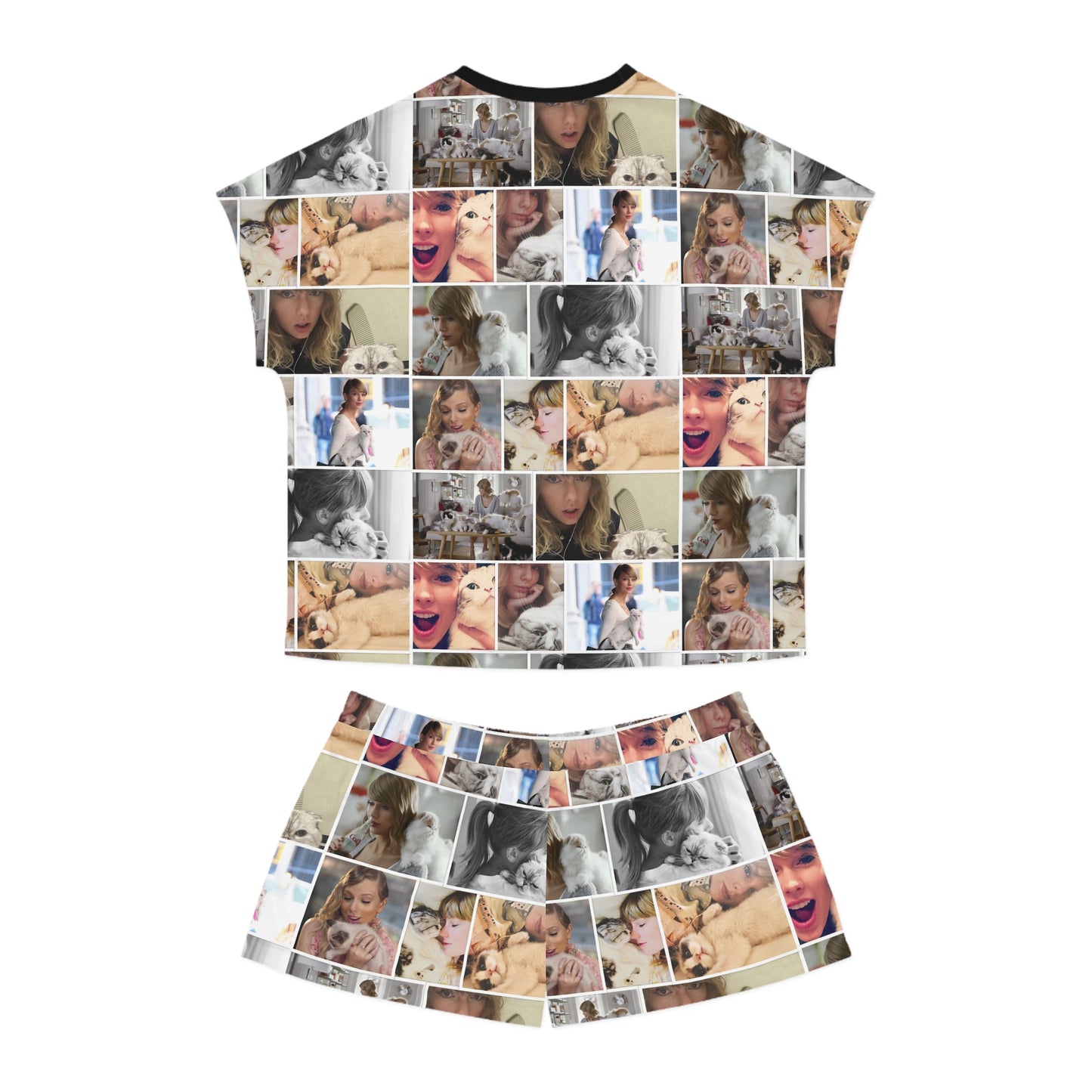 Taylor Swift's Cats Collage Pattern Women's Short Pajama Set