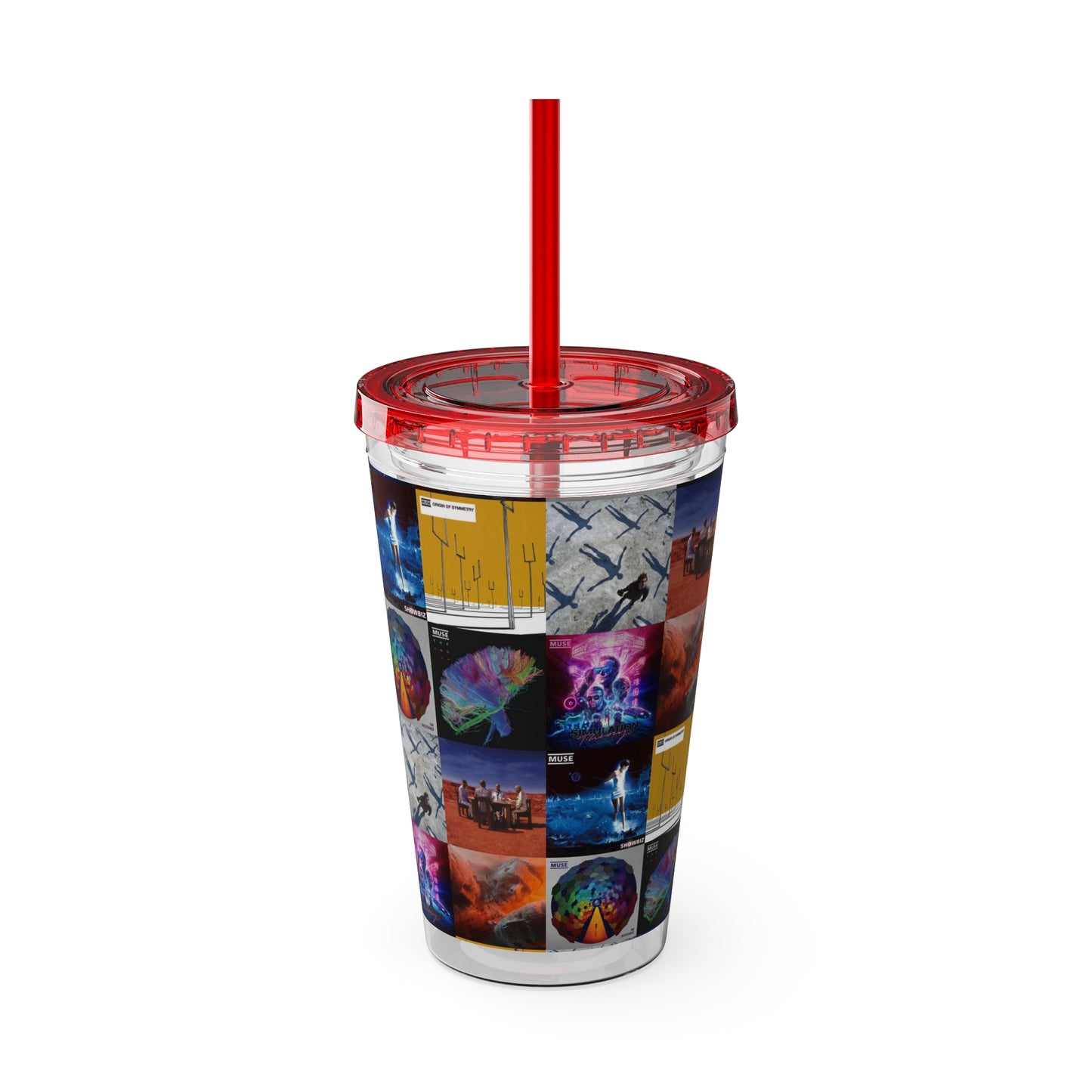 Muse Album Cover Collage Sunsplash Tumbler with Straw