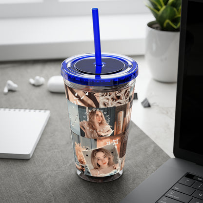 Sabrina Carpenter Peachy Princess Collage Sunsplash Tumbler with Straw