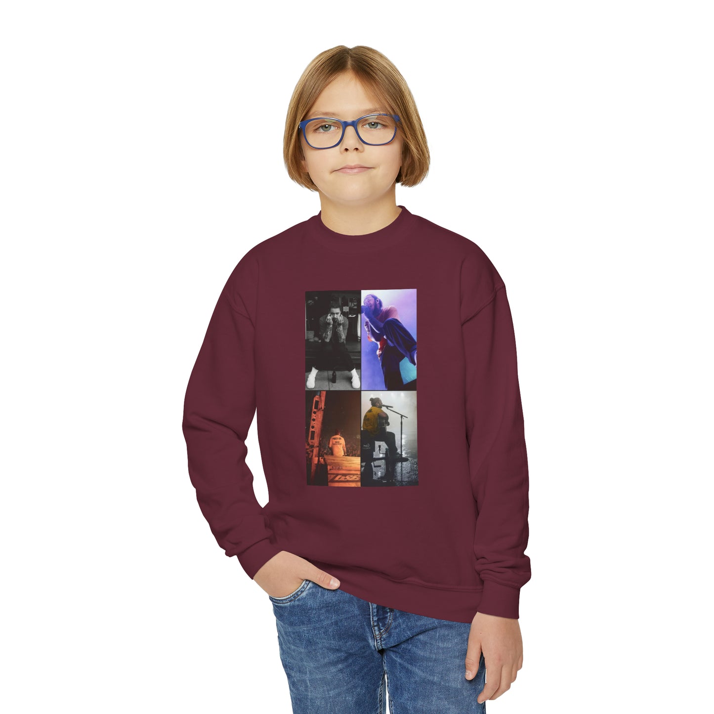 Post Malone On Tour Collage Youth Crewneck Sweatshirt