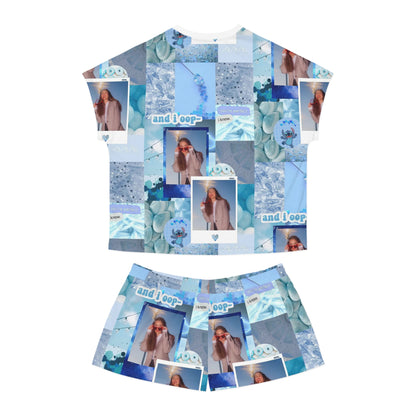 Olivia Rodrigo Light Blue Aesthetic Collage Women's Short Pajama Set