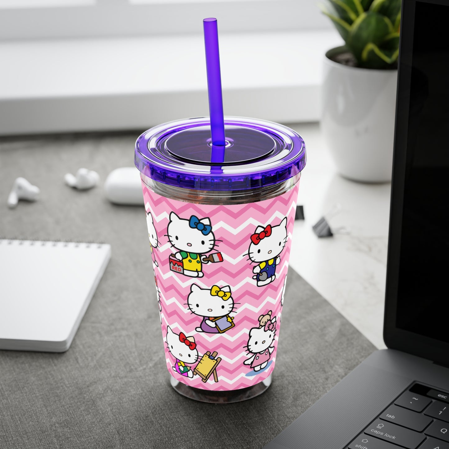 Hello Kitty Playtime Collage Sunsplash Tumbler with Straw