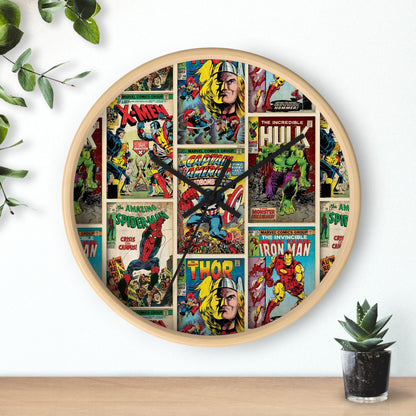 Marvel Comic Book Cover Collage Round Wall Clock