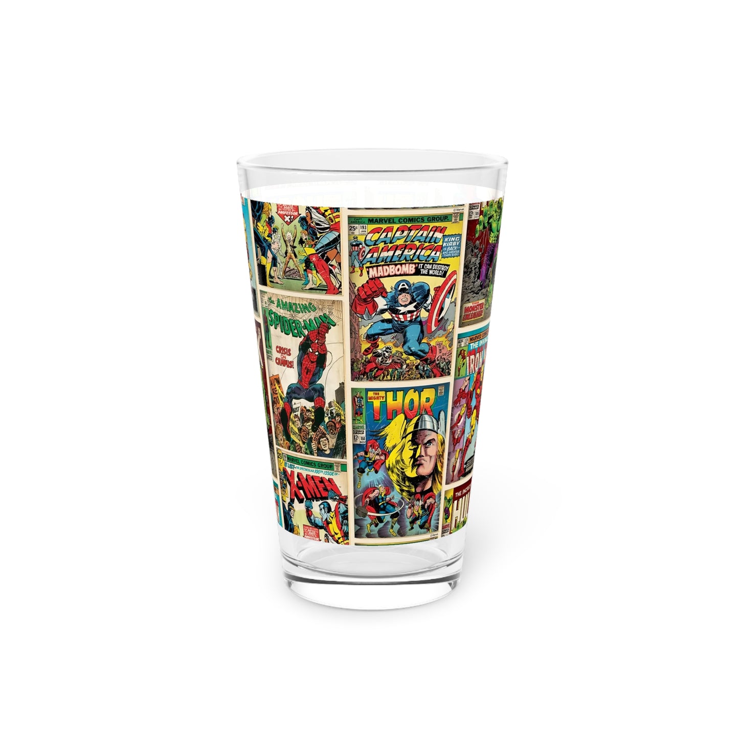 Marvel Comic Book Cover Collage Pint Glass