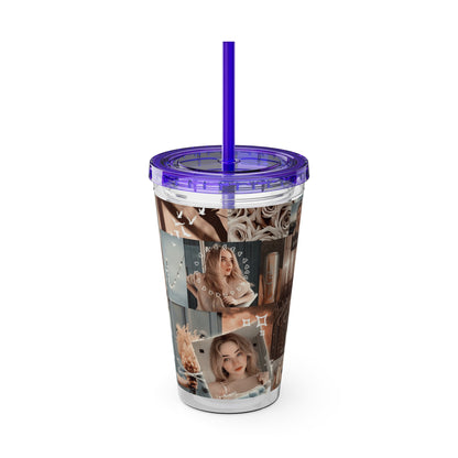 Sabrina Carpenter Peachy Princess Collage Sunsplash Tumbler with Straw