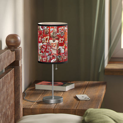 Travis Kelce Chiefs Red Collage Lamp on a Stand