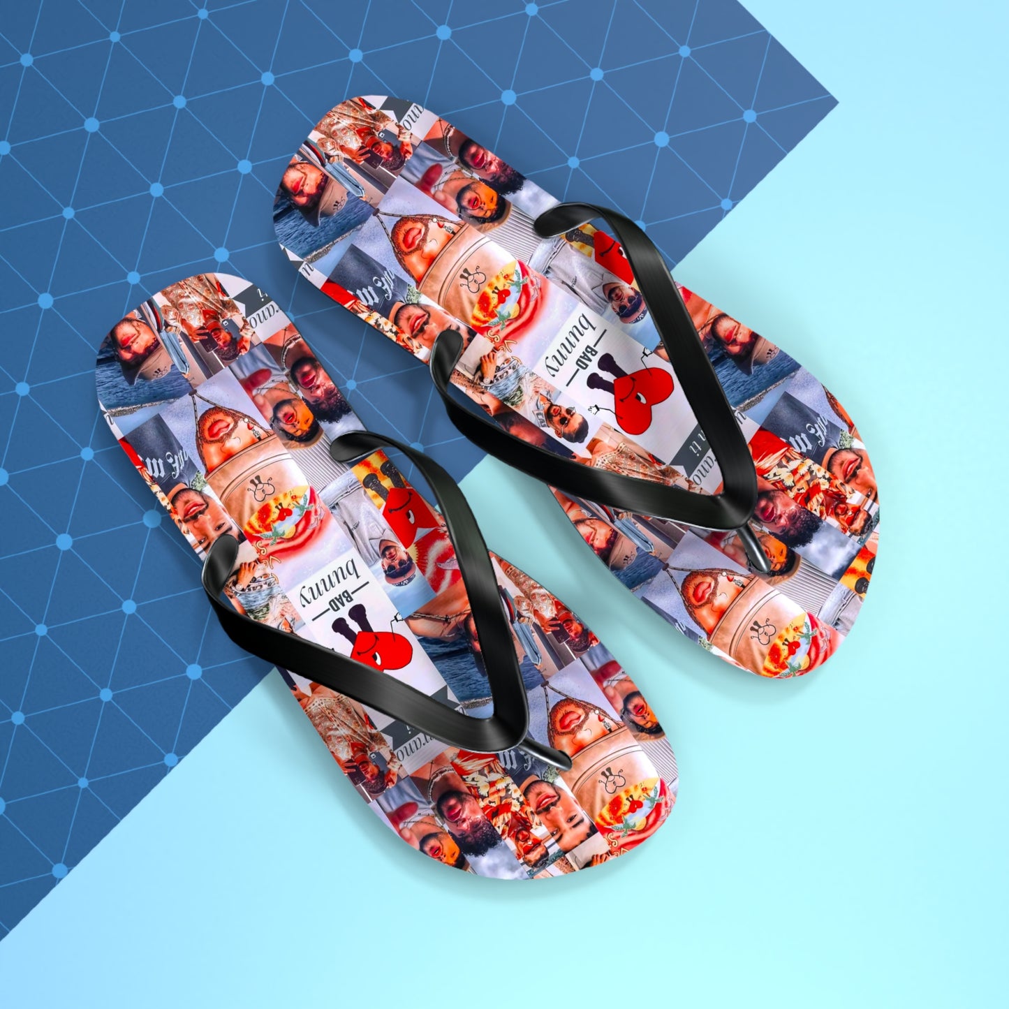 Bad Bunny Un Verano Sin Ti Photo Collage Flip Flops