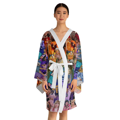 Taylor Swift Rainbow Photo Collage Long Sleeve Kimono Robe