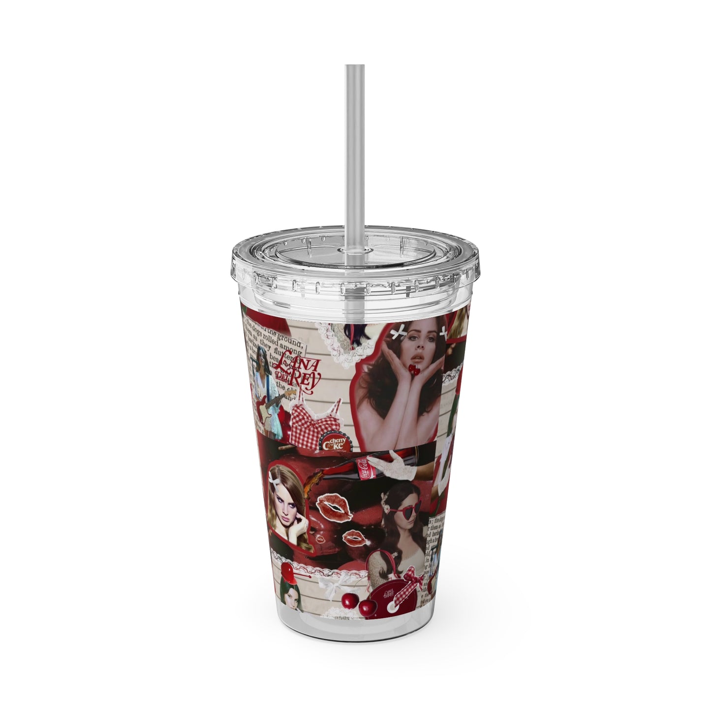 Lana Del Rey Cherry Coke Collage Sunsplash Tumbler with Straw