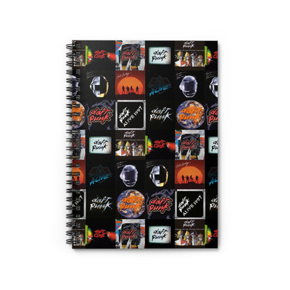 Daft Punk Album Cover Art Collage Ruled Line Spiral Notebook