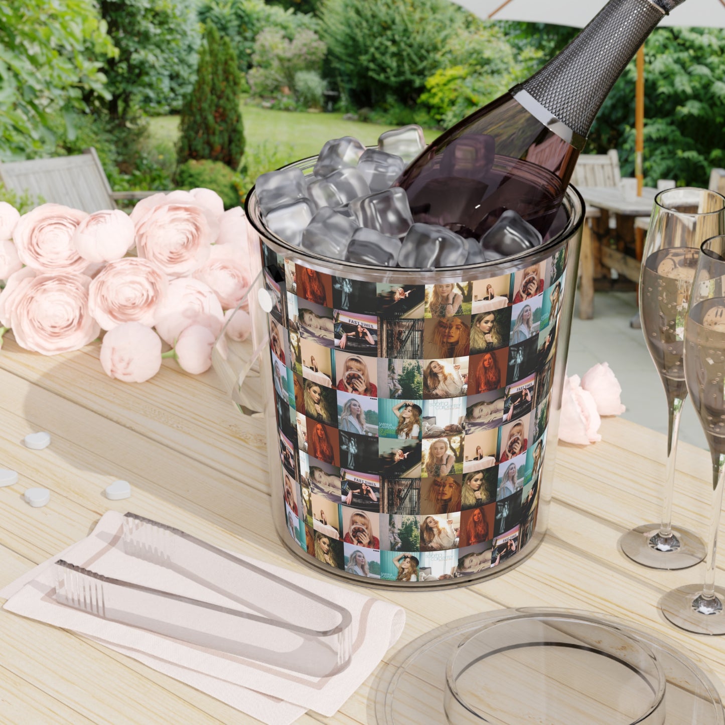 Sabrina Carpenter Album Cover Collage Ice Bucket with Tongs