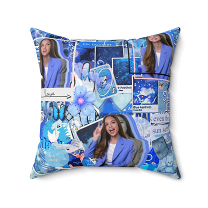 Olivia Rodrigo Blue Aesthetic Collage Spun Polyester Square Pillow