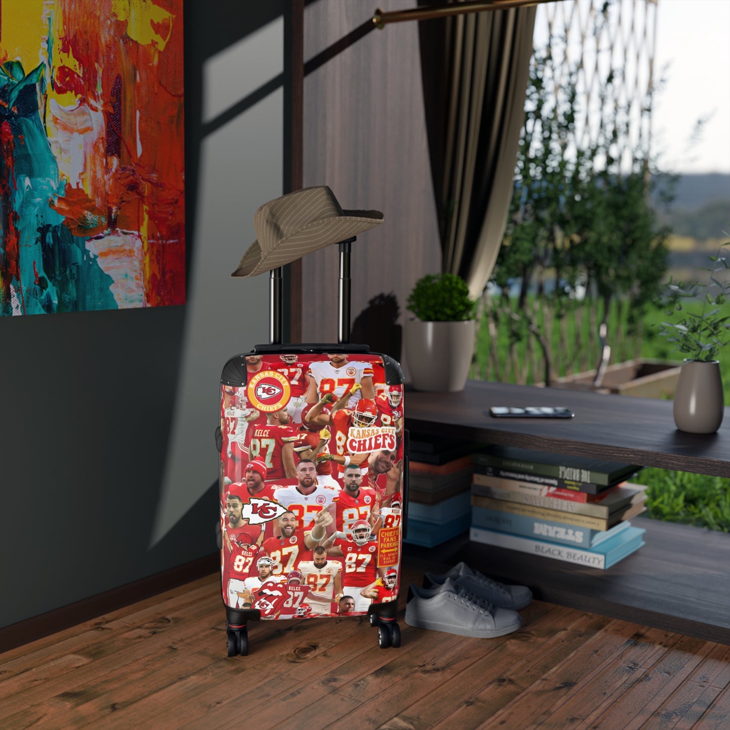 Travis Kelce Chiefs Red Collage Suitcase