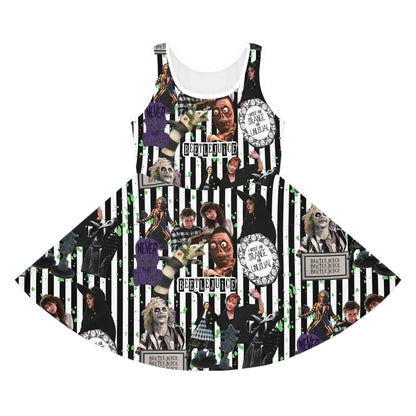 Beetlejuice Strange And Unusual Collage Girls' Sleeveless Sundress