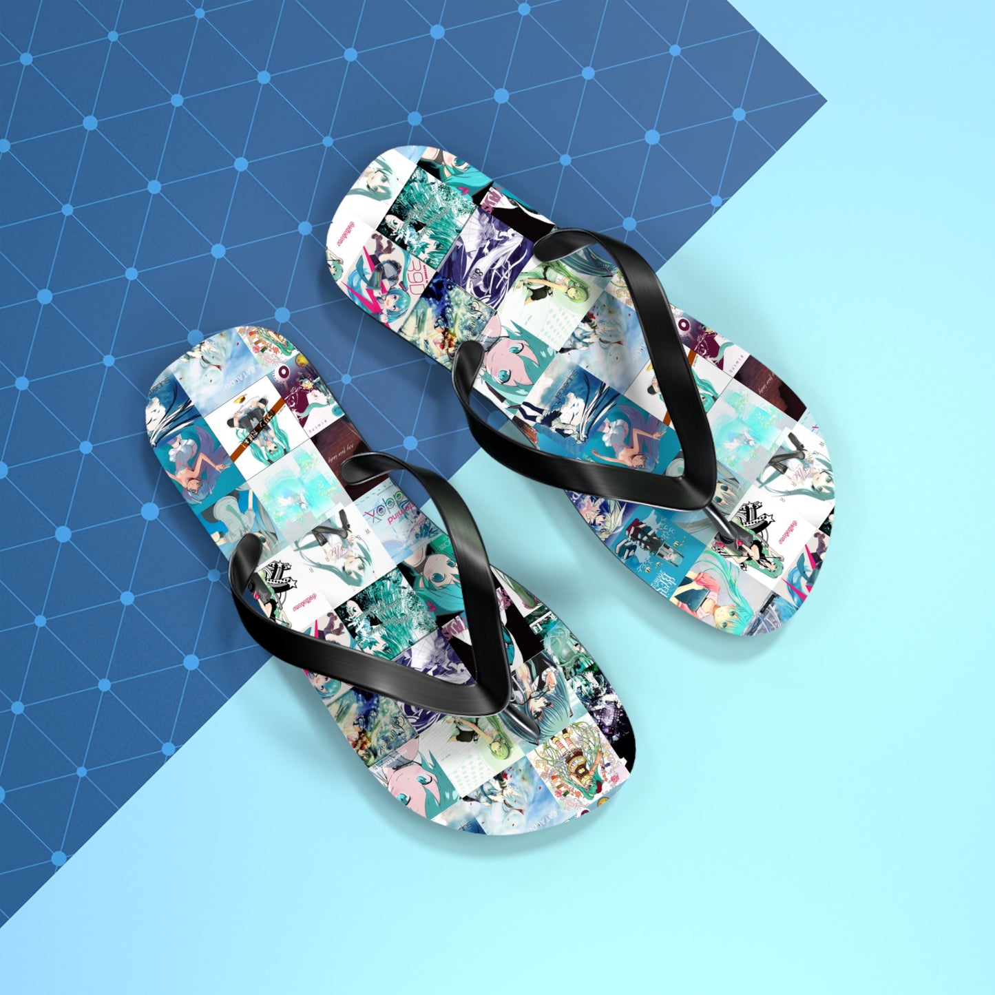 Hatsune Miku Album Cover Collage Flip Flops