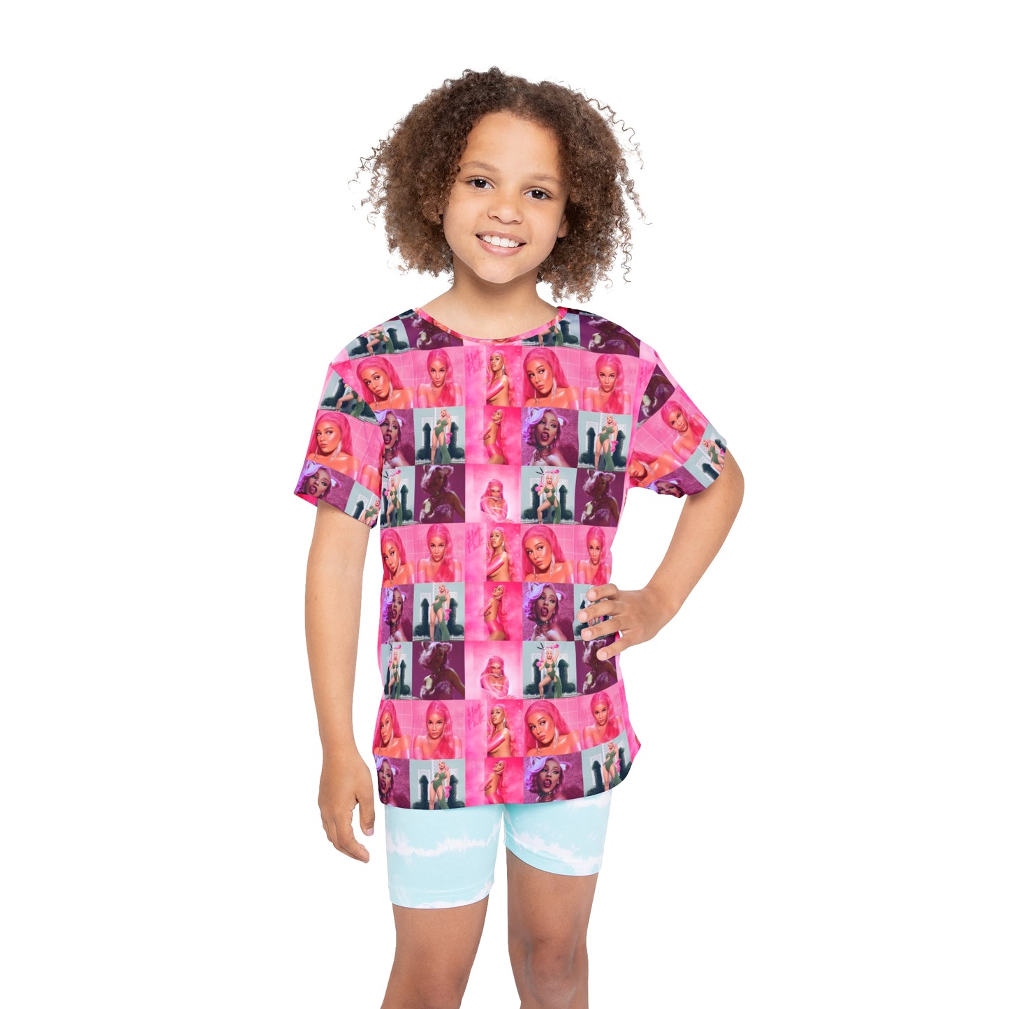 Doja Cat Hot Pink Mosaic Kids Sports Jersey