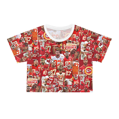 Travis Kelce Chiefs Red Collage Crop Tee