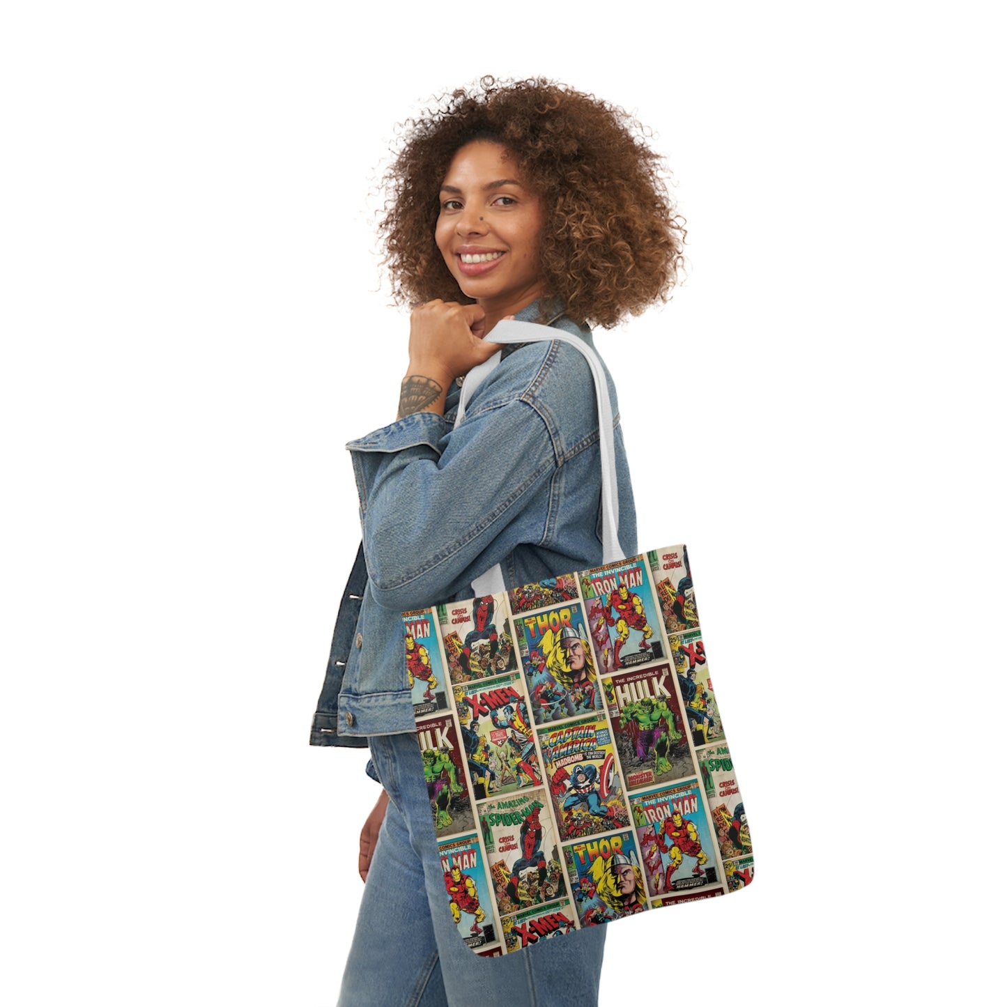 Marvel Comic Book Cover Collage Polyester Canvas Tote Bag