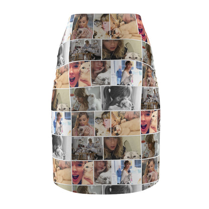 Taylor Swift's Cats Collage Pattern Women's Pencil Skirt